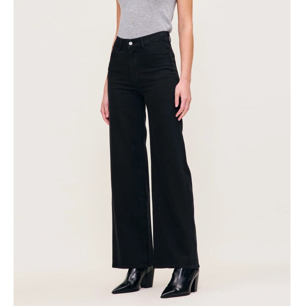 DL1961 (28) Hepburn Jet Black Wide Leg High Rise Jean - Minimalist, Avant Garde
